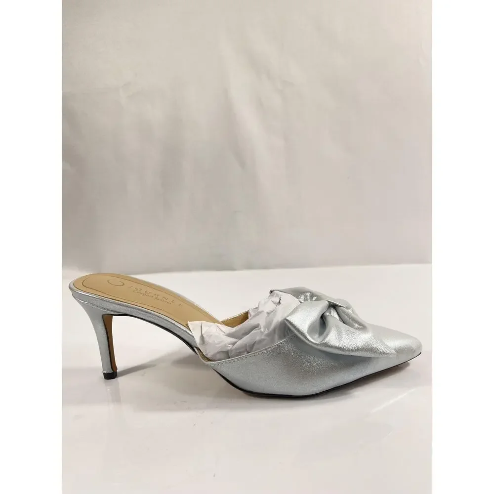 Journee Tiarra Shoes Women's Size 12 Silver Sparkle Bow Mule Stiletto Heels New